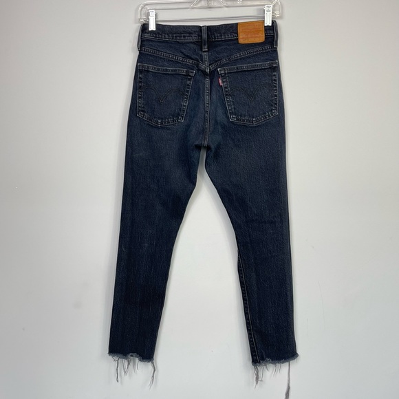 LEVI'S 501 High Rise Waisted Skinny Jeans Wild Bunch Washed Black 90’s Retro 25 - Picture 5 of 16
